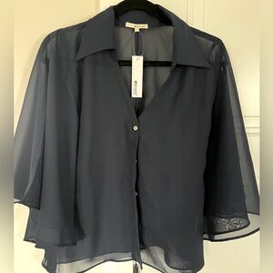 Lamade NWT sheer Navy Blouse size sm